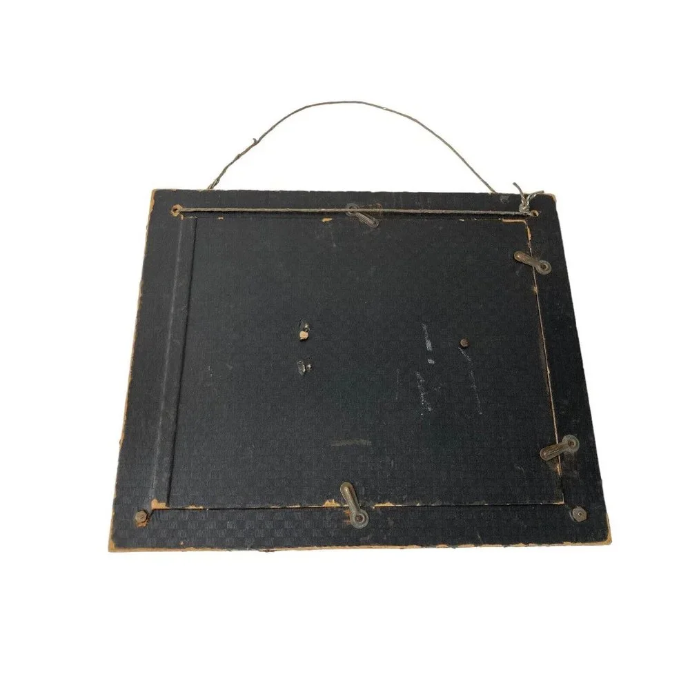 *Antique Art Deco Reversed Painted Glass Balck Silver Gold Picture Frame 8X10